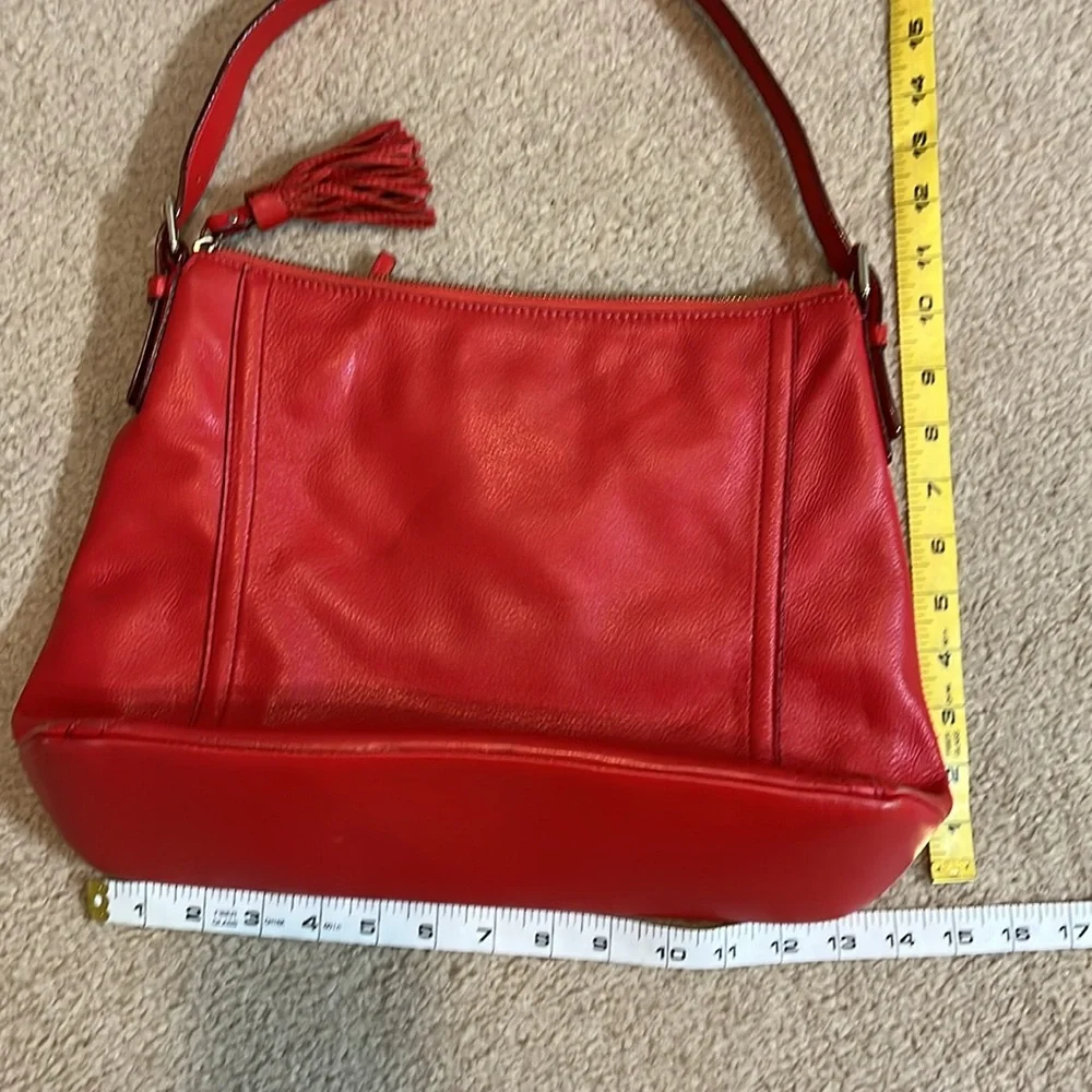 Kate Spade Red Pebbled Leather Shoulder Tote Bag, Zippered